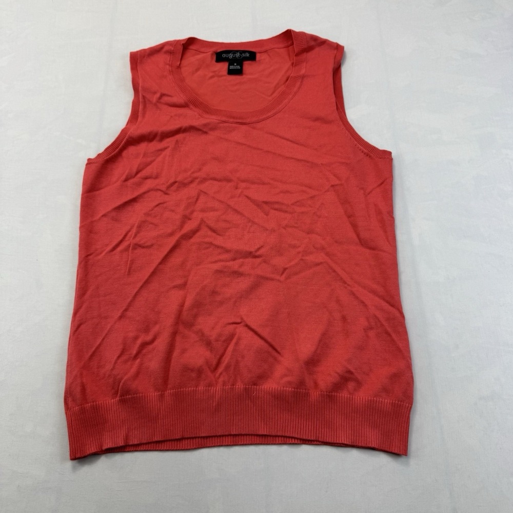 August Silk Women's Medium Red Silk Blend Sleeveless Knit Sweater Tank Top